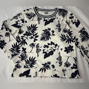 EUC Aerie Women’s Hawaiian Hola Girl Crew Sweatshirt White/ Black SZ M